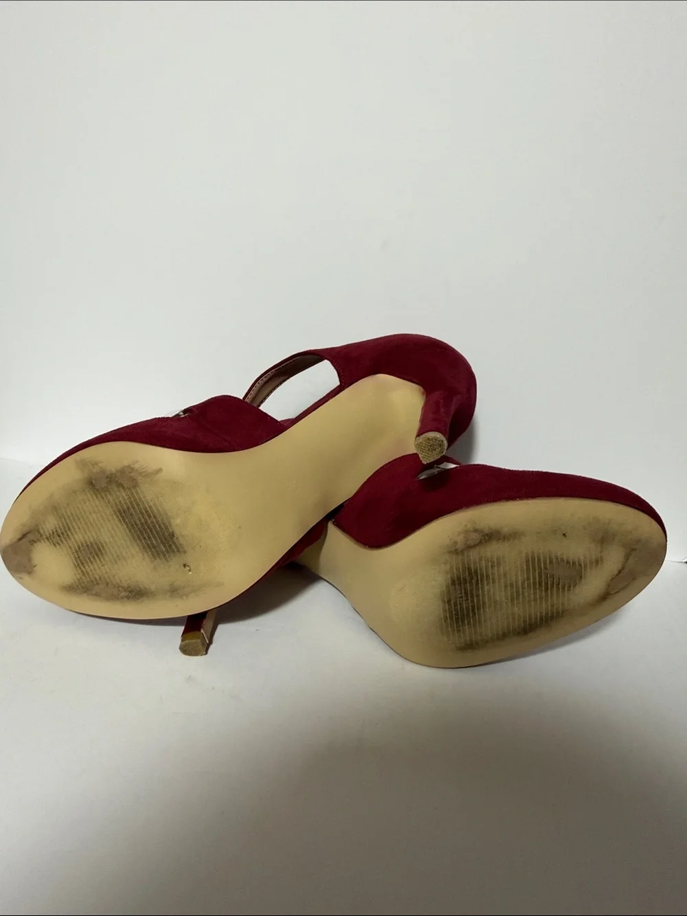 Women’s Burgundy and White Cross-Strap Heels